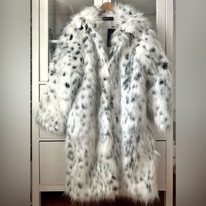 Faux Fur Snow Leopard Coat